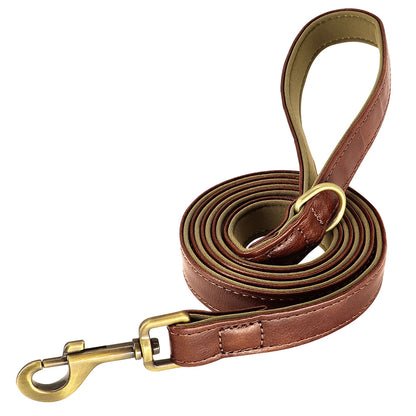 Engraved Leather Dog Collar and Leash Set