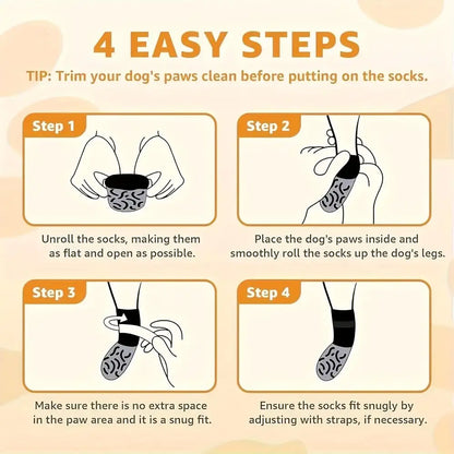 Anti-Slip Dog Socks, 4-Pack