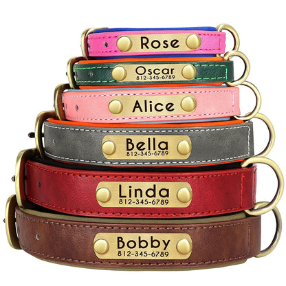 Engraved Leather Dog Collar and Leash Set