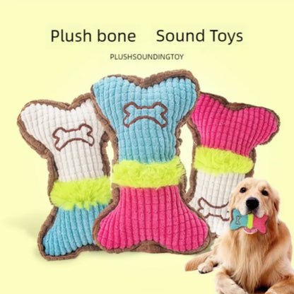 Plush Squeaky Bone Chew Toy