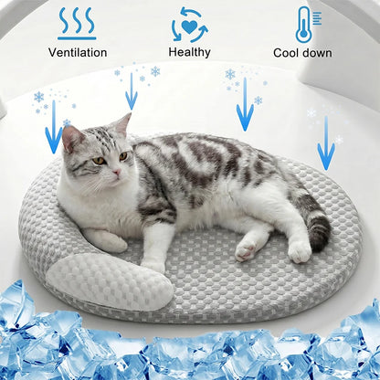 Oval Ice Silk Cooling Pet Bed
