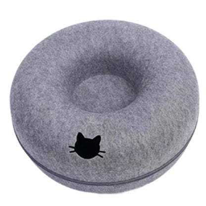 Felt Cat Donut Tunnel Bed