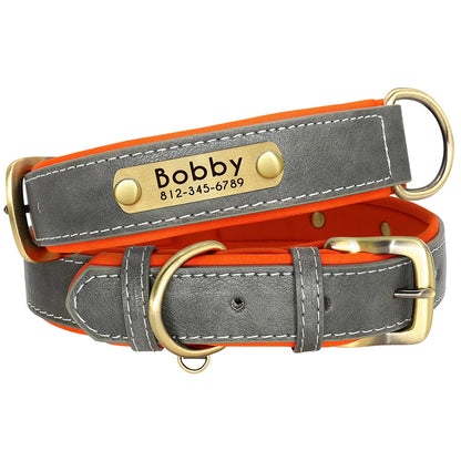 Engraved Leather Dog Collar and Leash Set