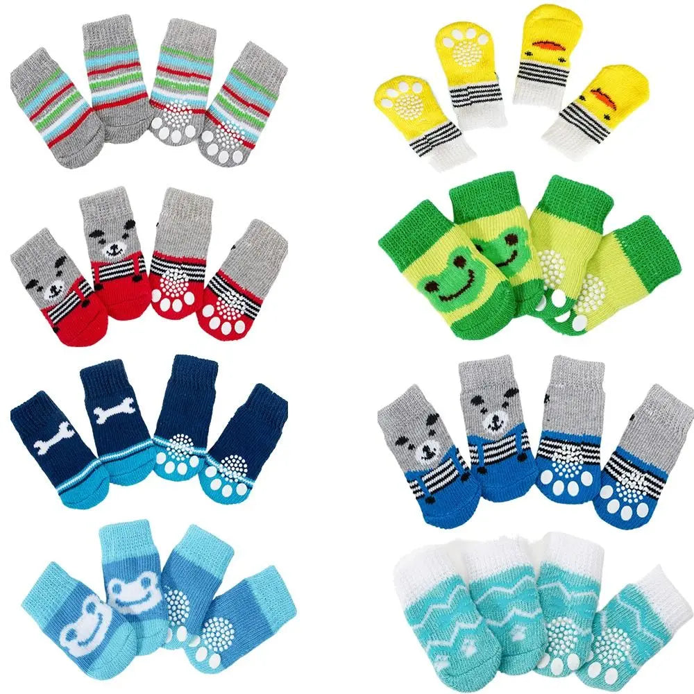 4-Pack Winter Knit Dog Socks
