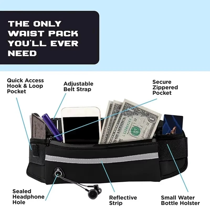 Hands-Free Reflective Dog Leash with Waist Bag