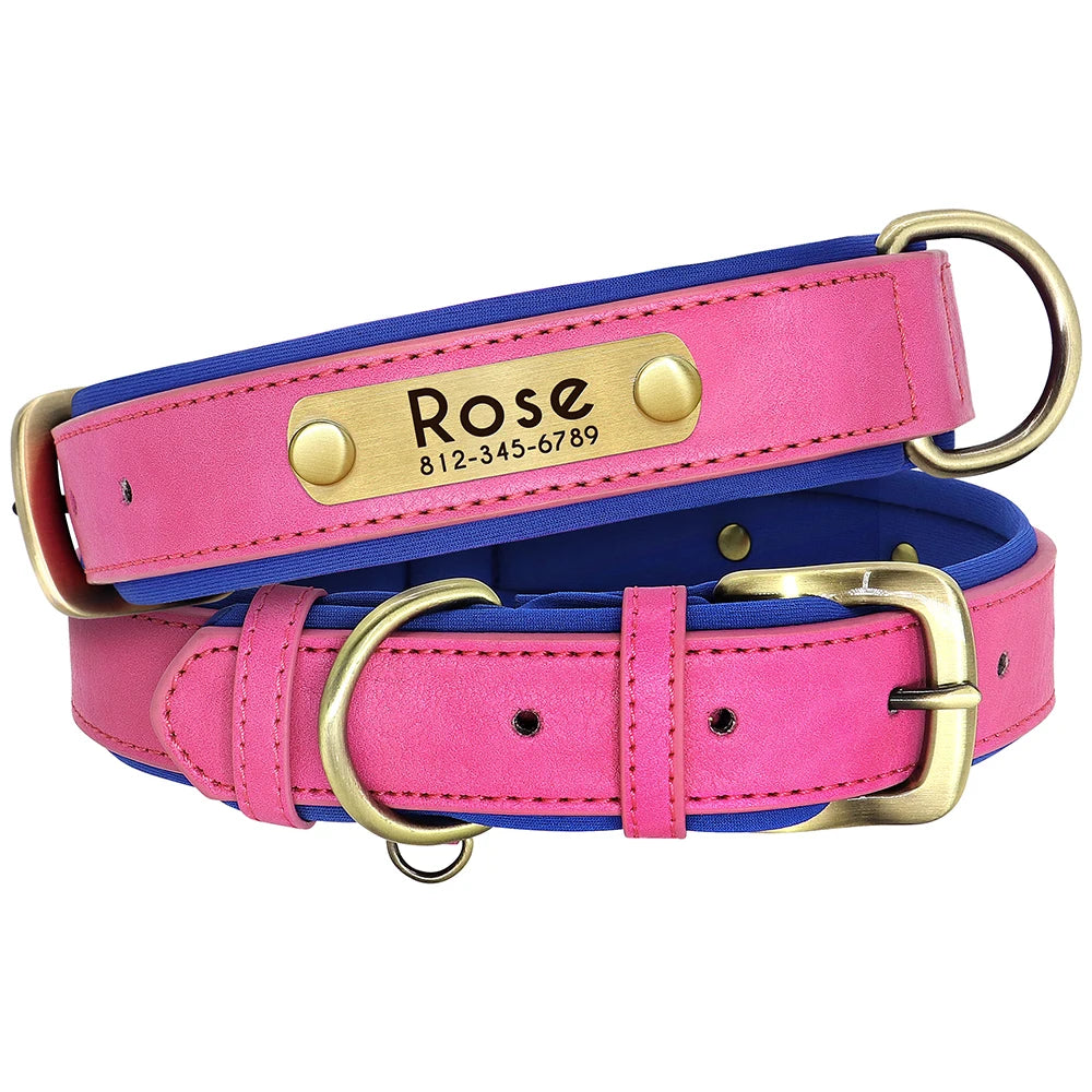 Engraved Leather Dog Collar and Leash Set