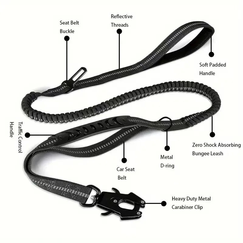 Heavy-Duty Dog Leash with Traffic Handle