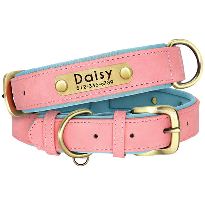 Engraved Leather Dog Collar and Leash Set