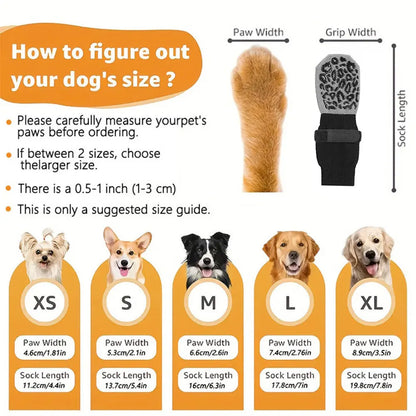 Anti-Slip Grip Dog Socks (4-Pack)