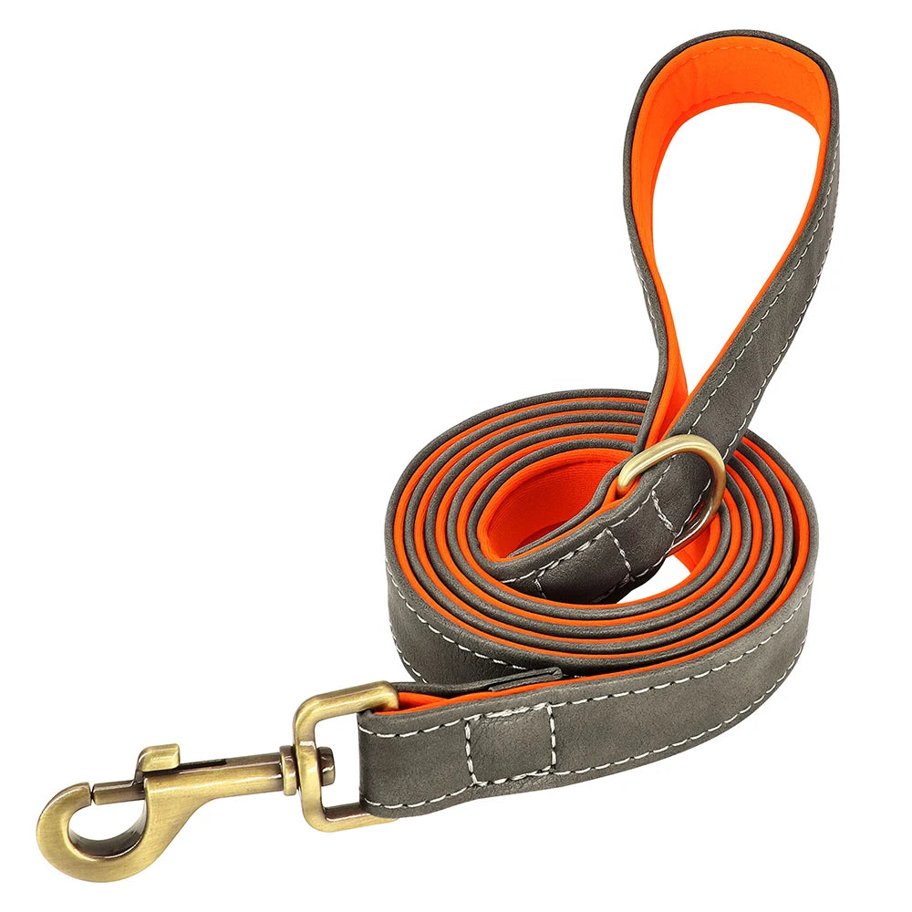 Engraved Leather Dog Collar and Leash Set