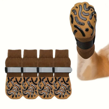 Anti-Slip Dog Socks, 4-Pack