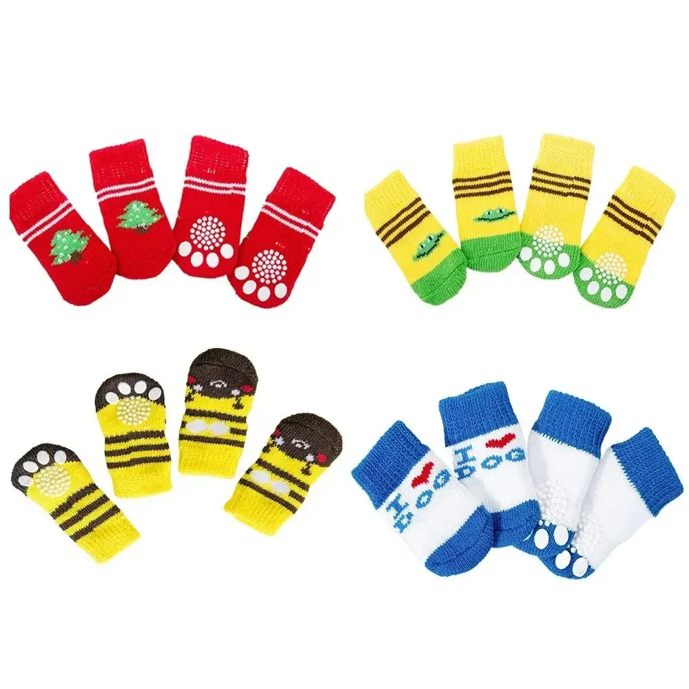 4-Pack Winter Knit Dog Socks
