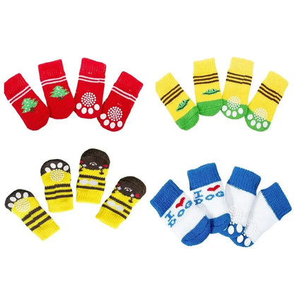 4-Pack Winter Knit Dog Socks