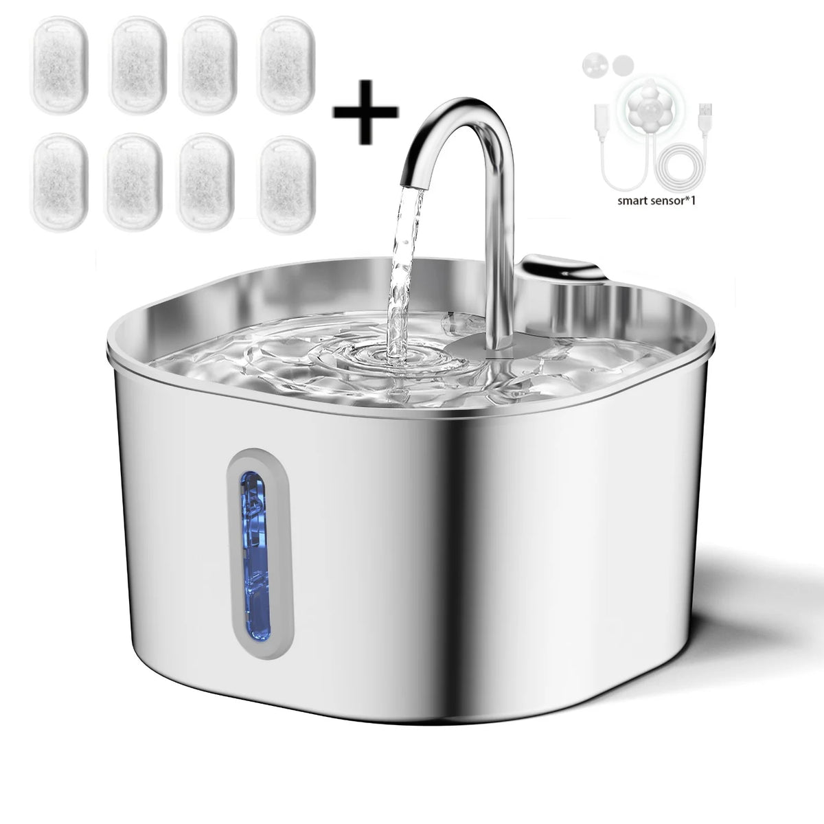 Stainless Steel Cat Water Fountain 2.2L