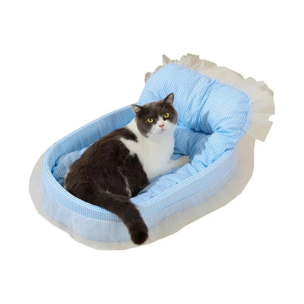 Lace-Trimmed Cat Princess Bed