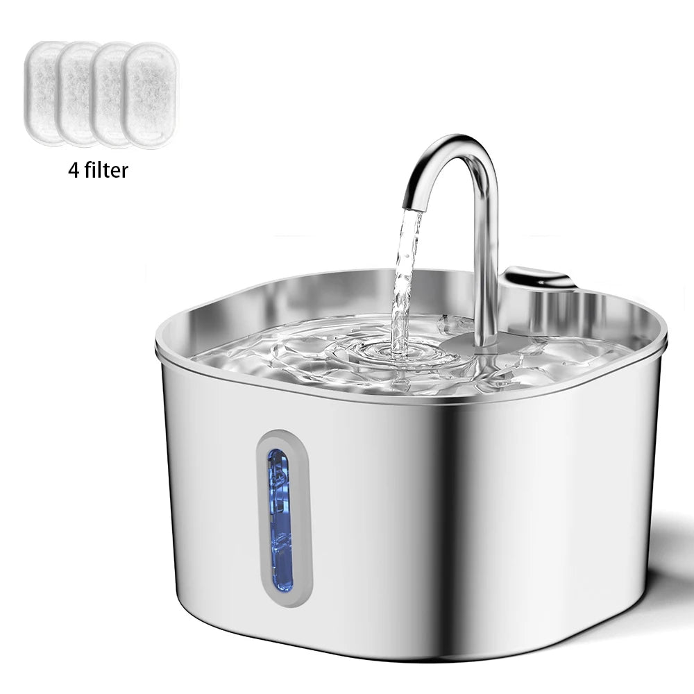 Stainless Steel Cat Water Fountain 2.2L