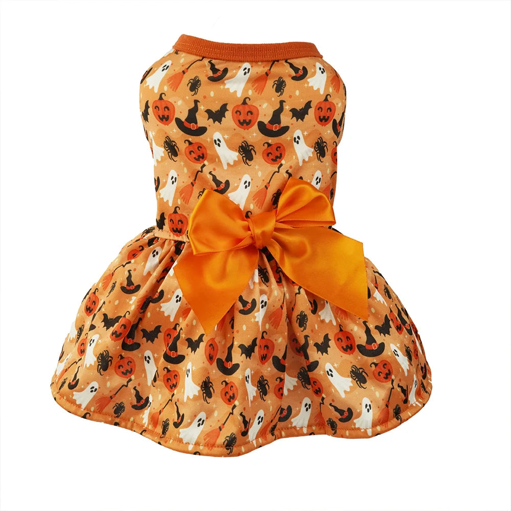 Pumpkin Print Dog Halloween Dress