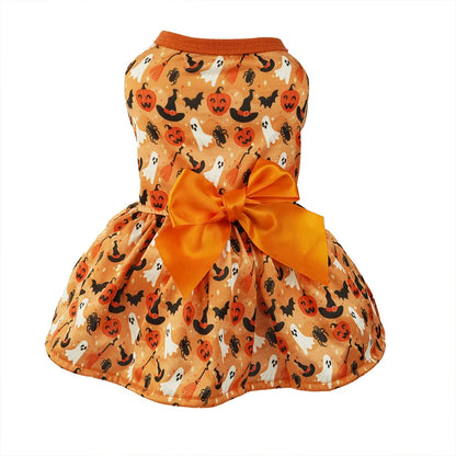 Pumpkin Print Dog Halloween Dress