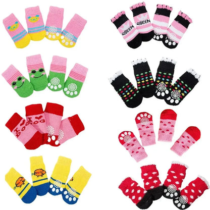 4-Pack Winter Knit Dog Socks