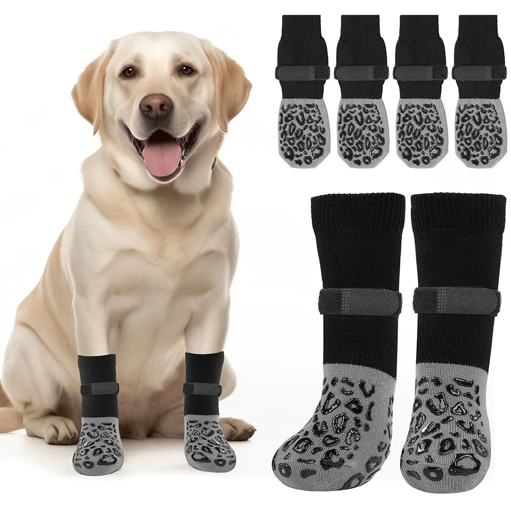 Anti-Slip Grip Dog Socks (4-Pack)