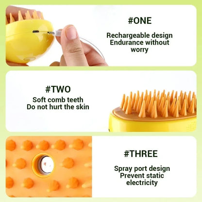 3-in-1 Steam Grooming Brush for Pets
