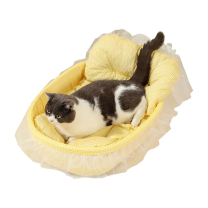 Lace-Trimmed Cat Princess Bed