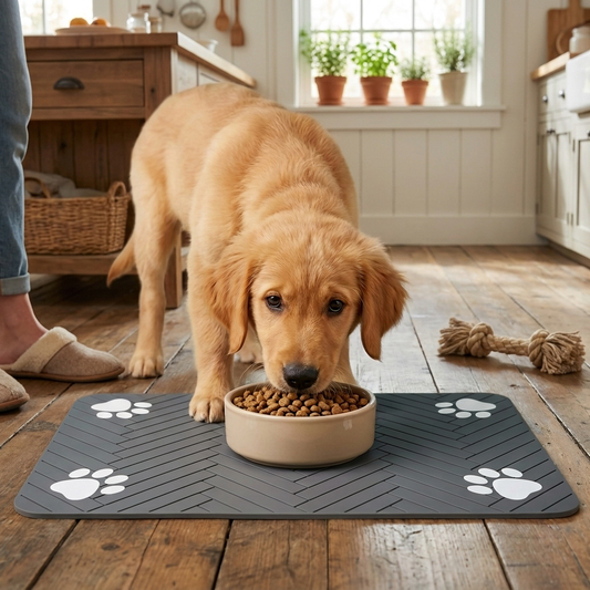 Absorbent Pet Feeding Mat lifestyle