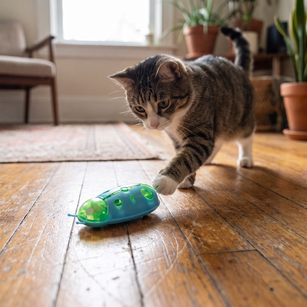 Mini Ladybug Cat Toy lifestyle