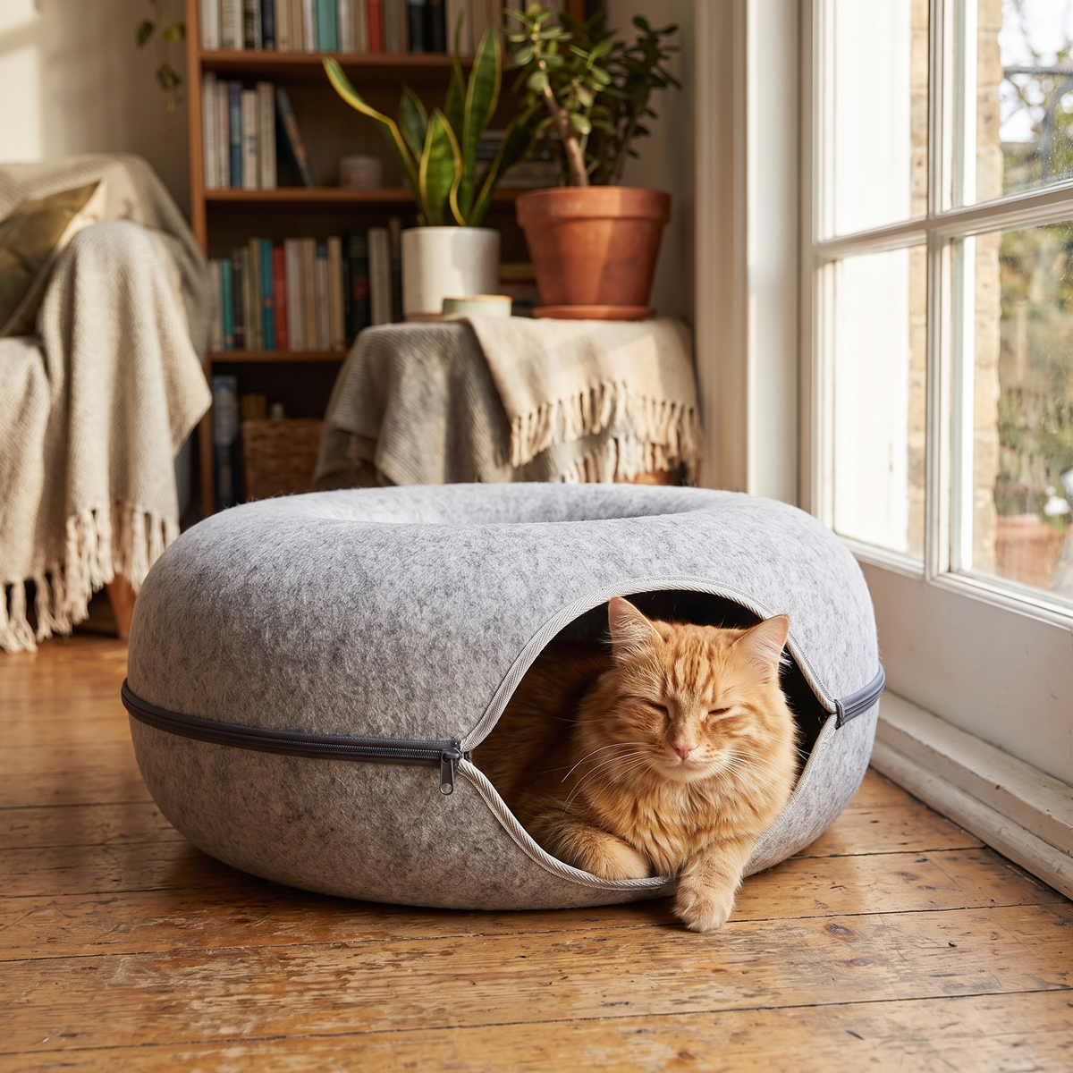 Cat Tunnel Donut Bed lifestyle