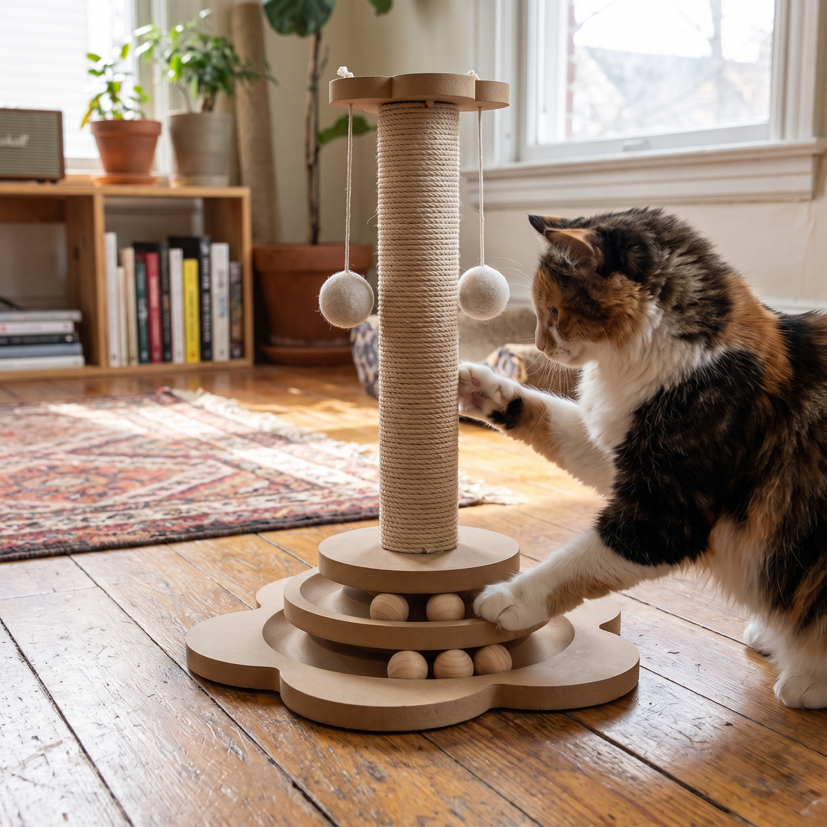 Wood Cat Scratch Turntable lifestyle