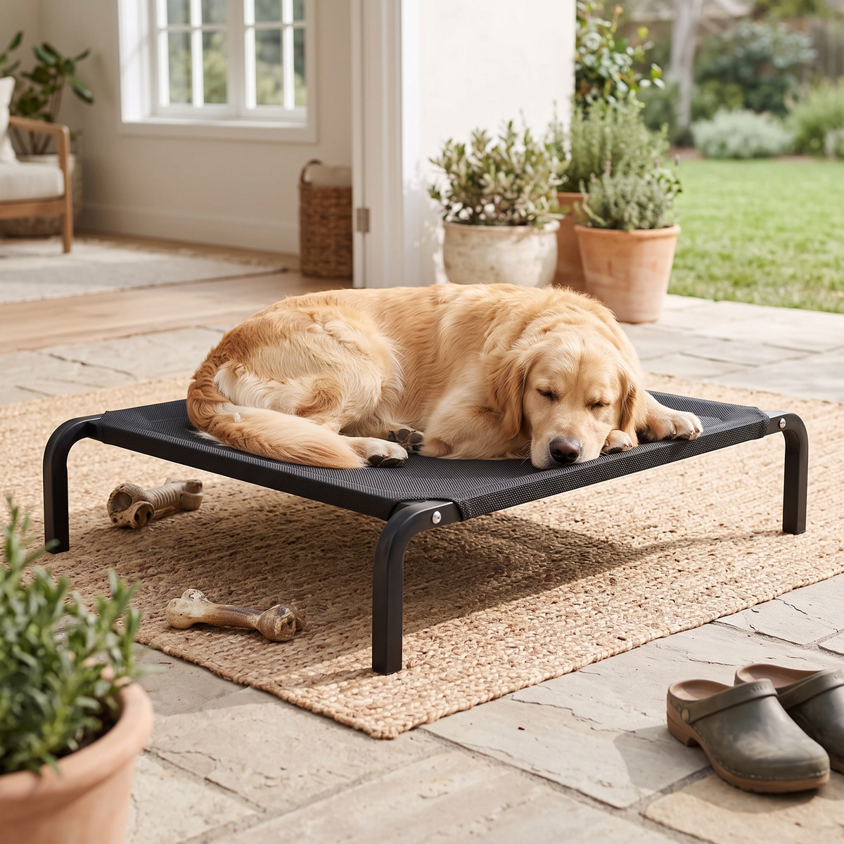 Elevated Big Dog Bed lifestyle