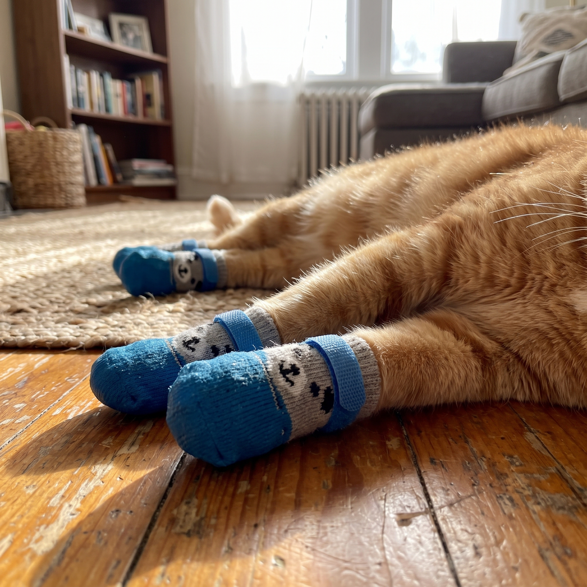 Knitted anti-scratch pet socks lifestyle