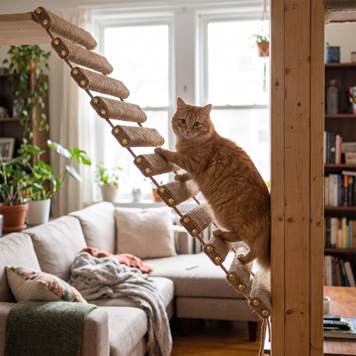 Sisal cat bridge ladder lifestyle
