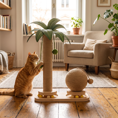 Coconut tree cat activity tree lifestyle