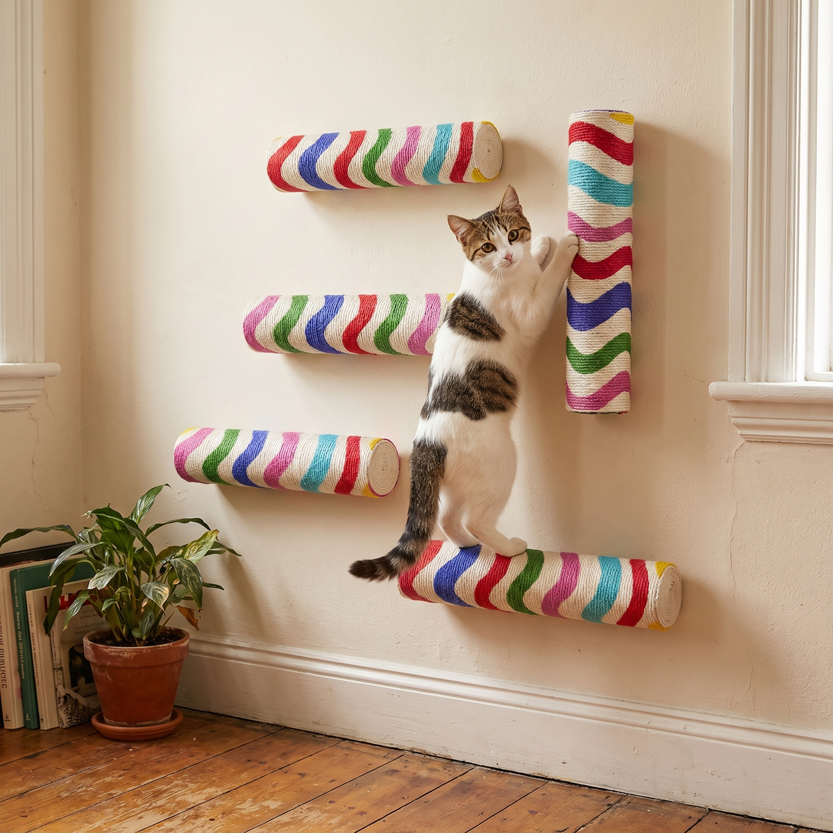 Wall-mounted cat scratching board lifestyle