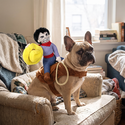 Cowboy Halloween dog costume lifestyle