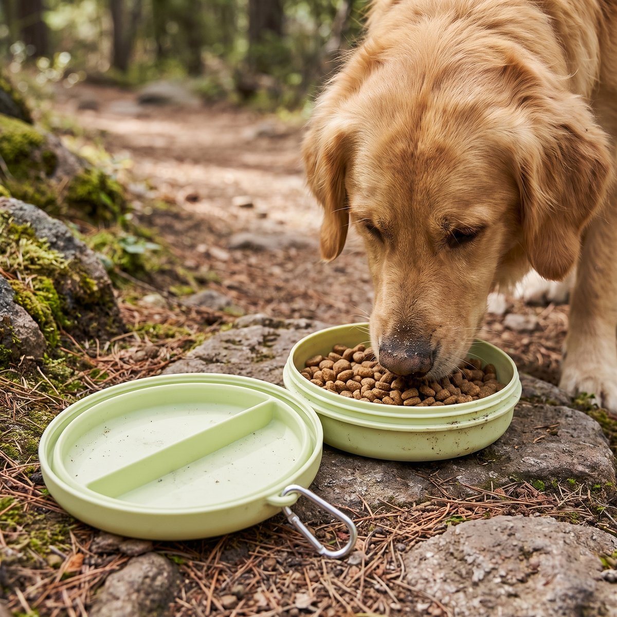 Portable travel pet bowl lifestyle