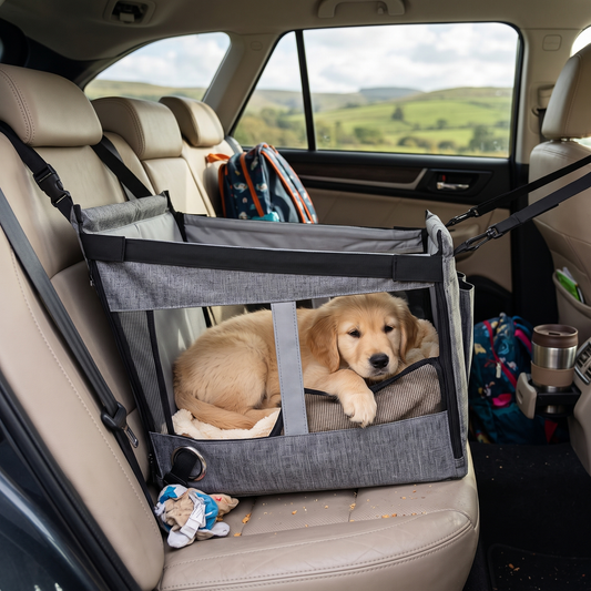 Portable car pet seat carrier lifestyle