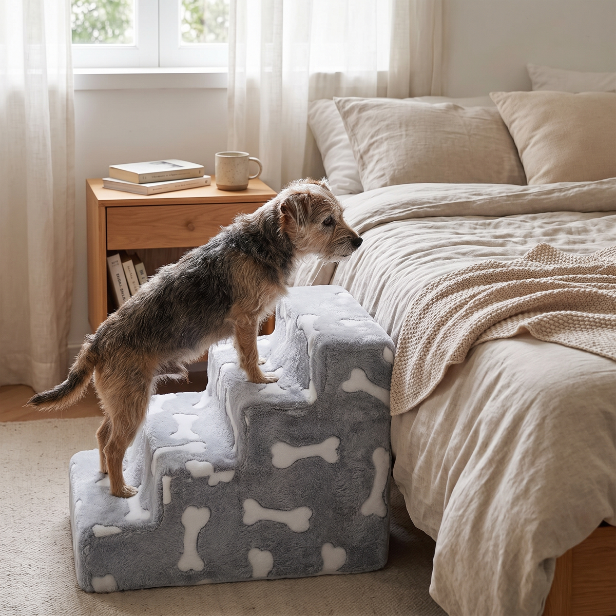 Bone-shape pet stairs lifestyle