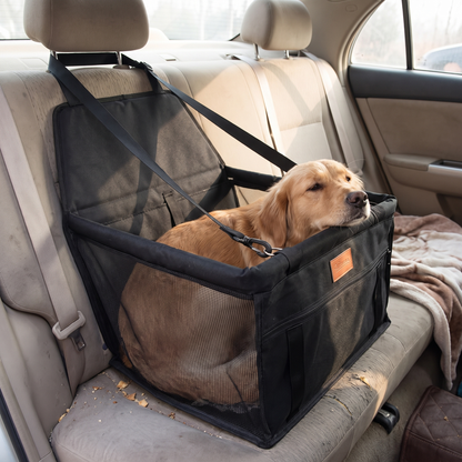 Dog car seat mat with mesh bags lifestyle