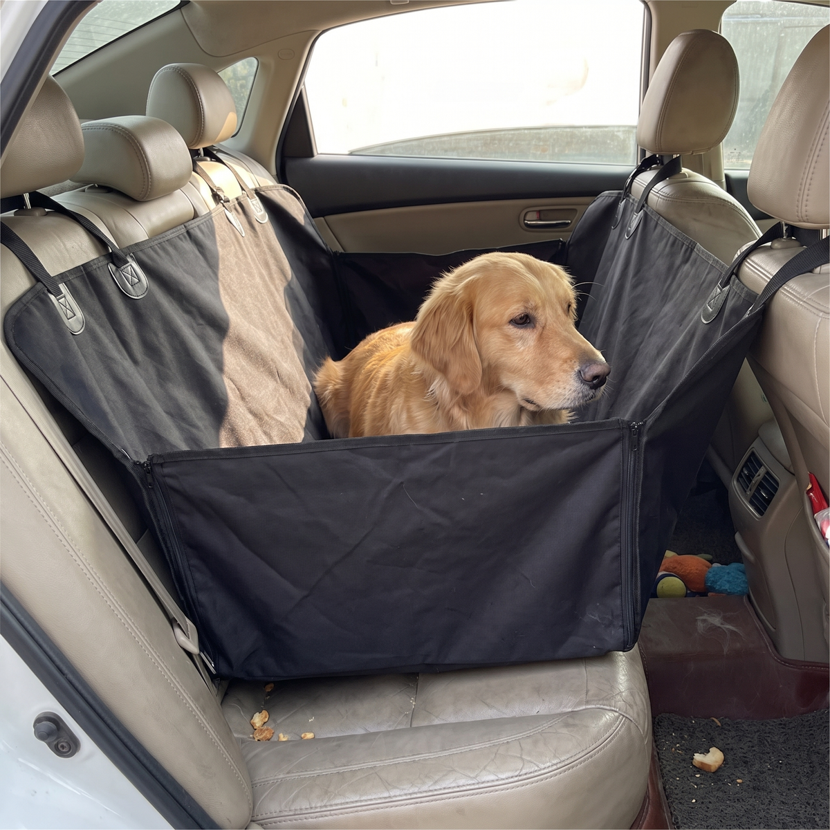 Foldable dog car seat hammock lifestyle