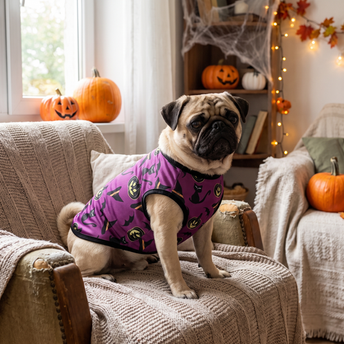 Halloween pumpkin pet vest lifestyle