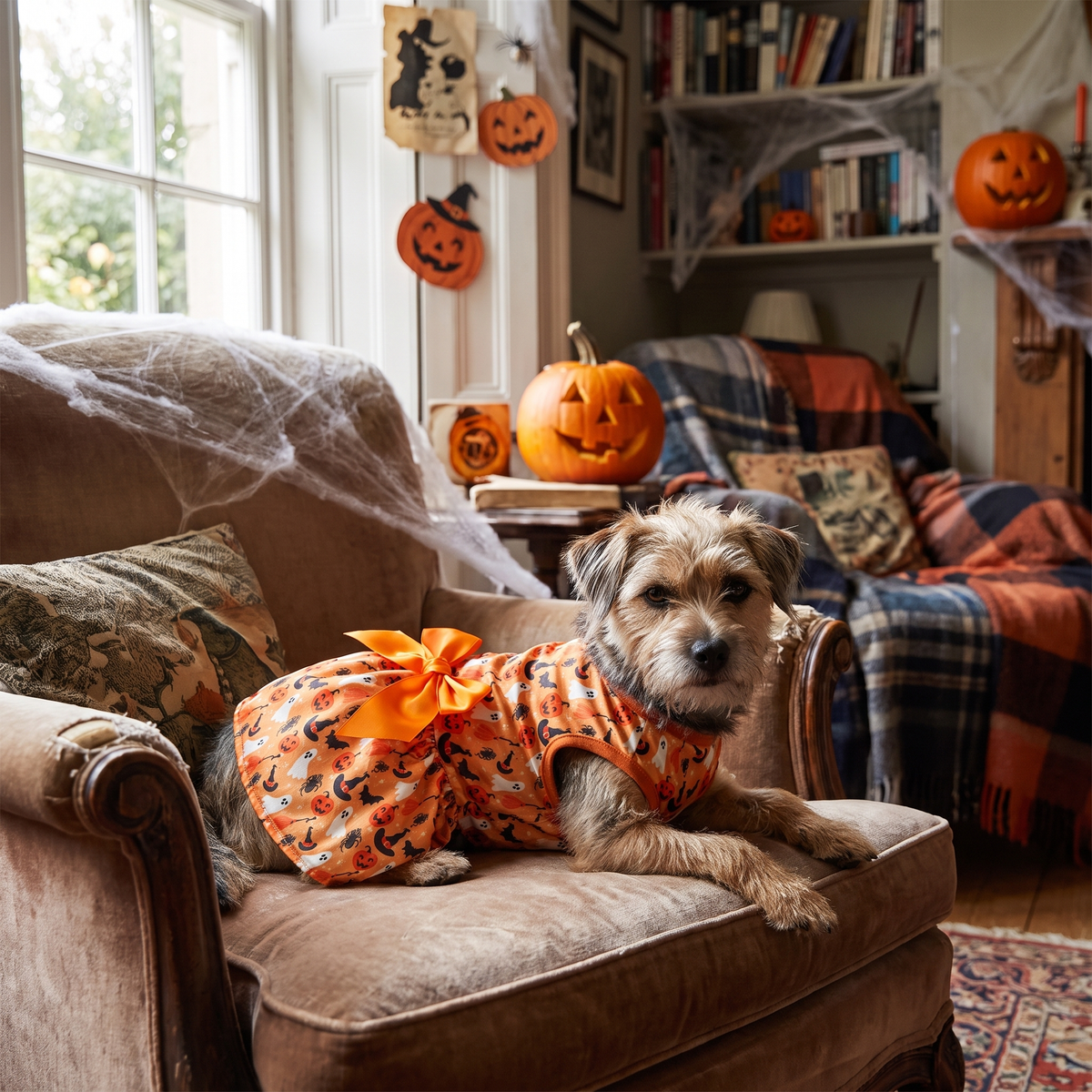 Pumpkin bat dog dress lifestyle