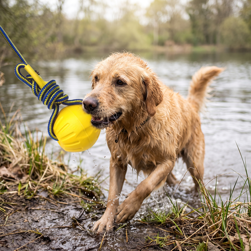 EVA floating dog ball rope toy lifestyle