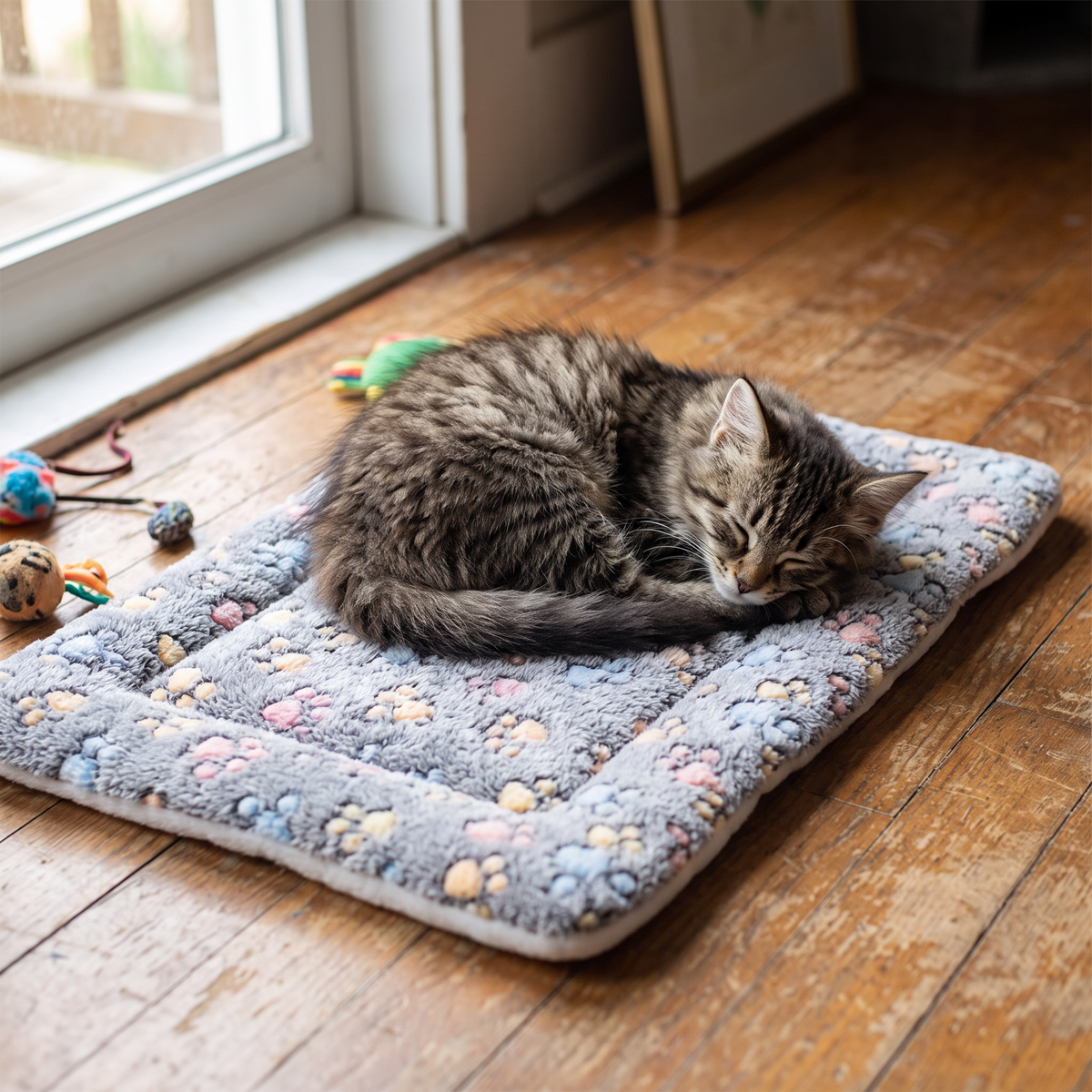 Double-sided plush pet mat lifestyle
