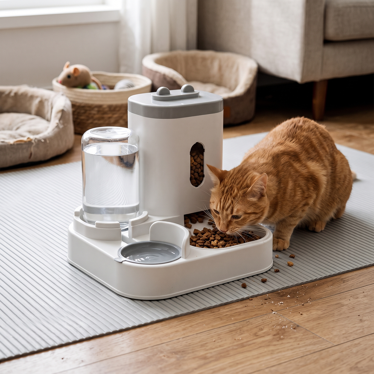 Pet bowl with water fountain stand lifestyle
