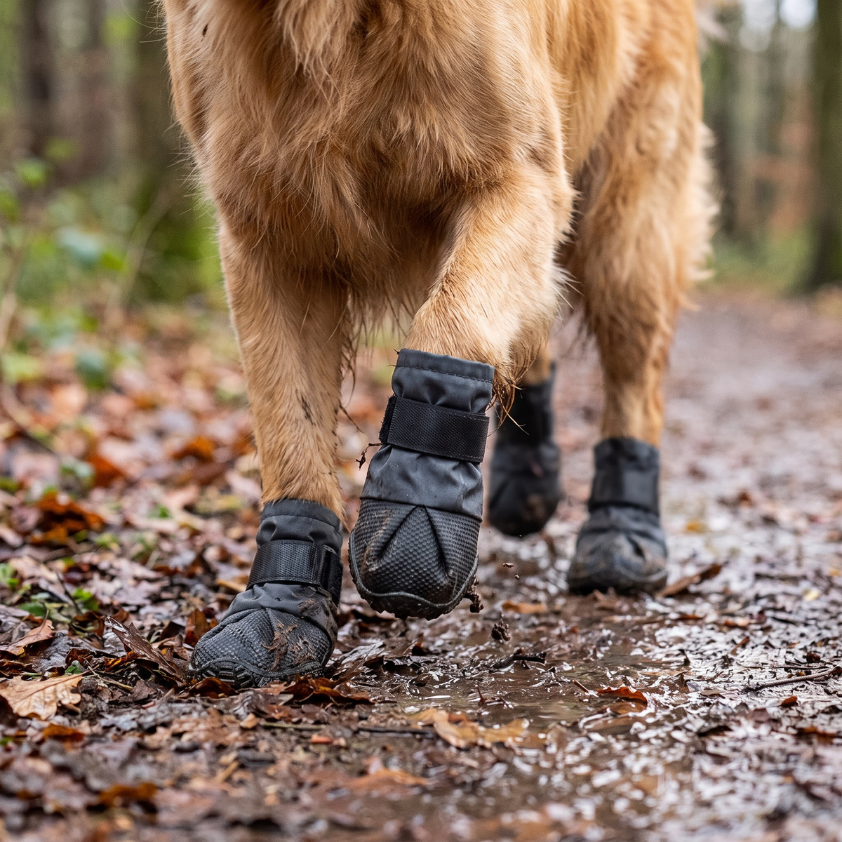 Adjustable waterproof dog boots lifestyle
