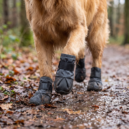 Adjustable waterproof dog boots lifestyle