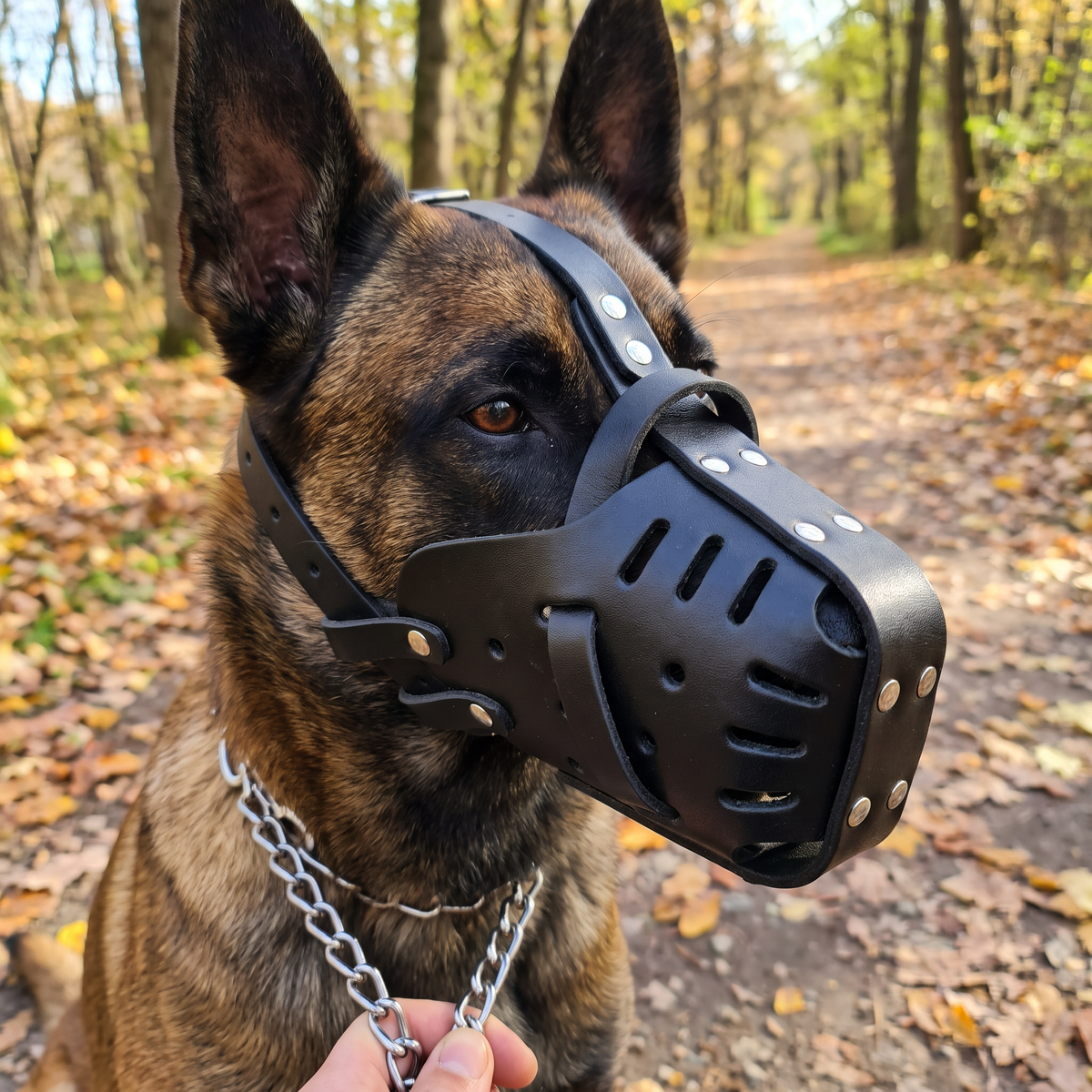 Leather Basket Dog Muzzle
