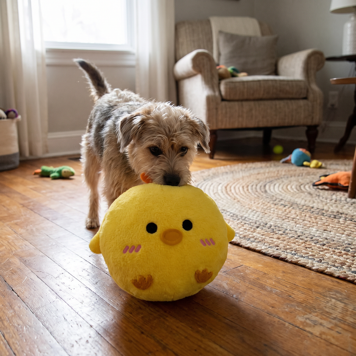 Squeaky bouncing chick ball lifestyle